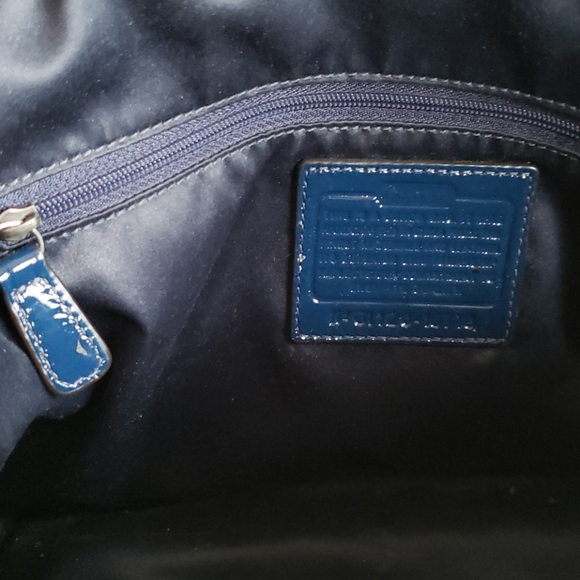 Coach Poppy Blue Push Lock Patent Leather Satchel - Picture 14 of 16